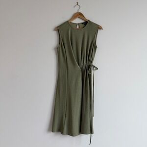 Maggy London Pesto Sage Green Draped Side Tie Dress‎ Size 4